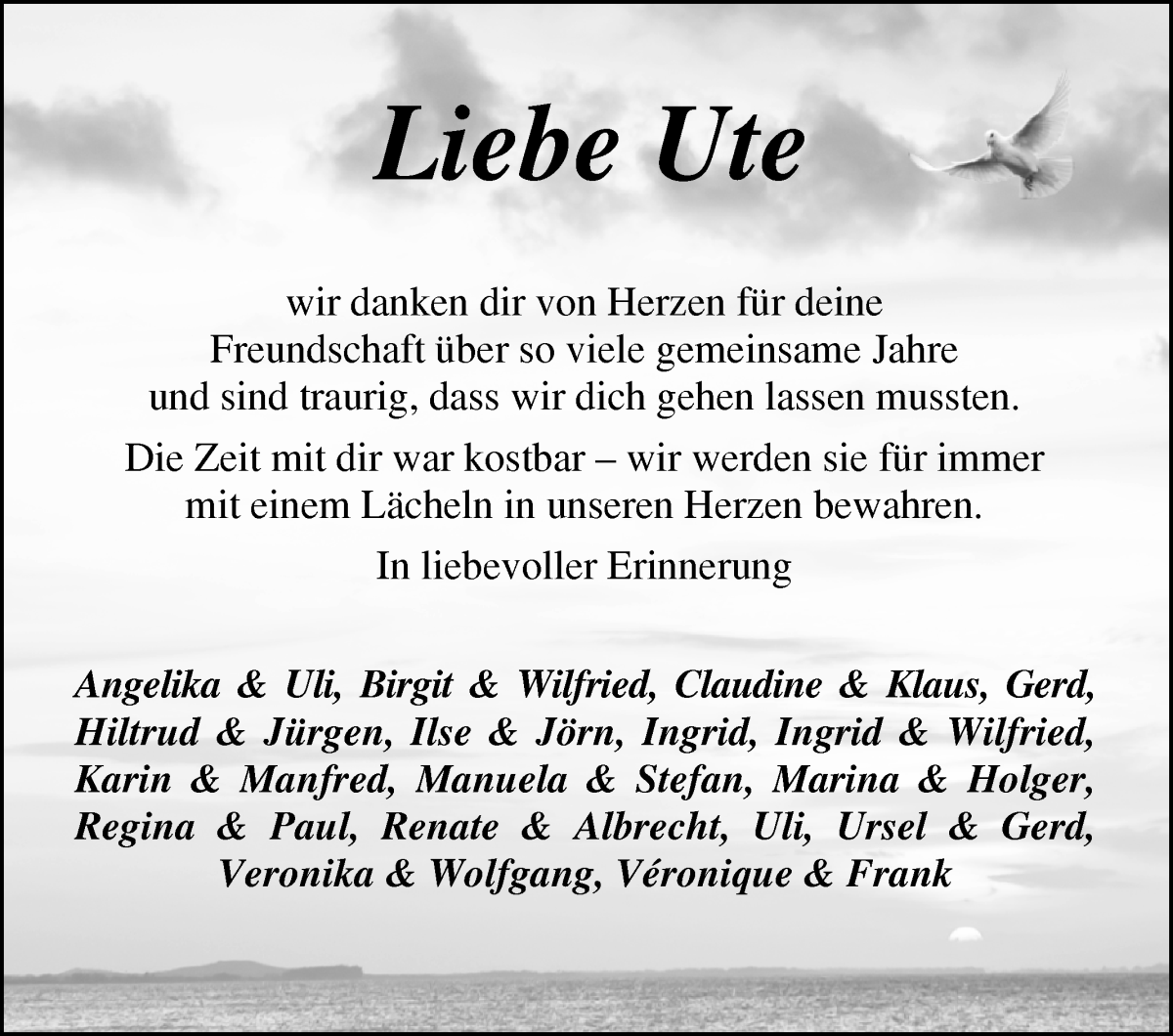 Traueranzeige von Ute Meyer von Achimer Kurier/Verdener Nachrichten