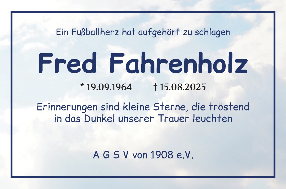 Traueranzeige von Fred Fahrenholz von WESER-KURIER