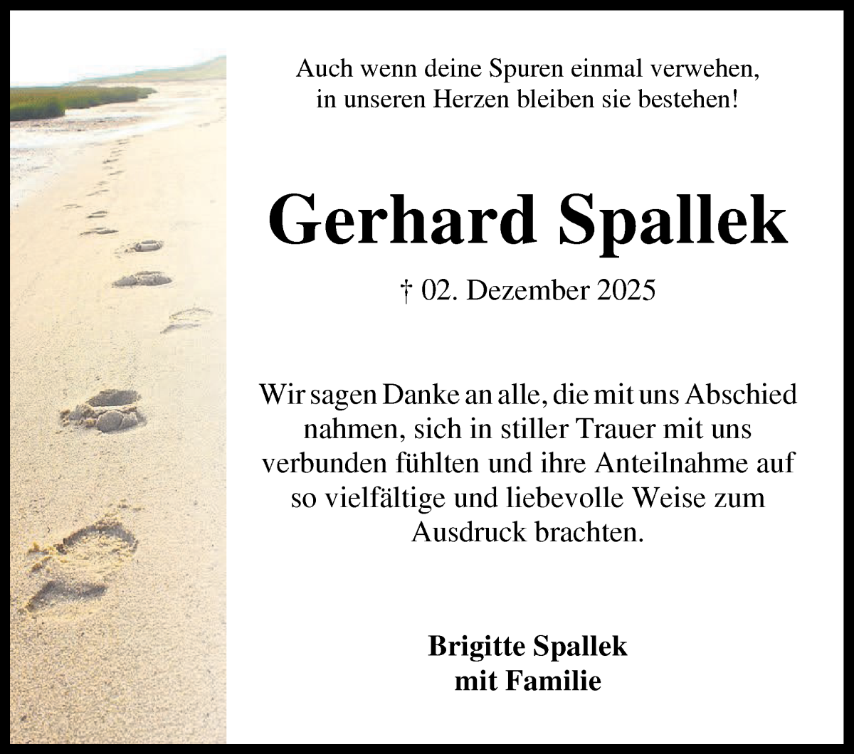 Traueranzeige von Gerhard Spallek von WESER-KURIER