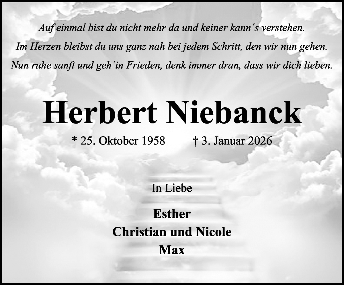 Traueranzeige von Herbert Niebanck von WESER-KURIER