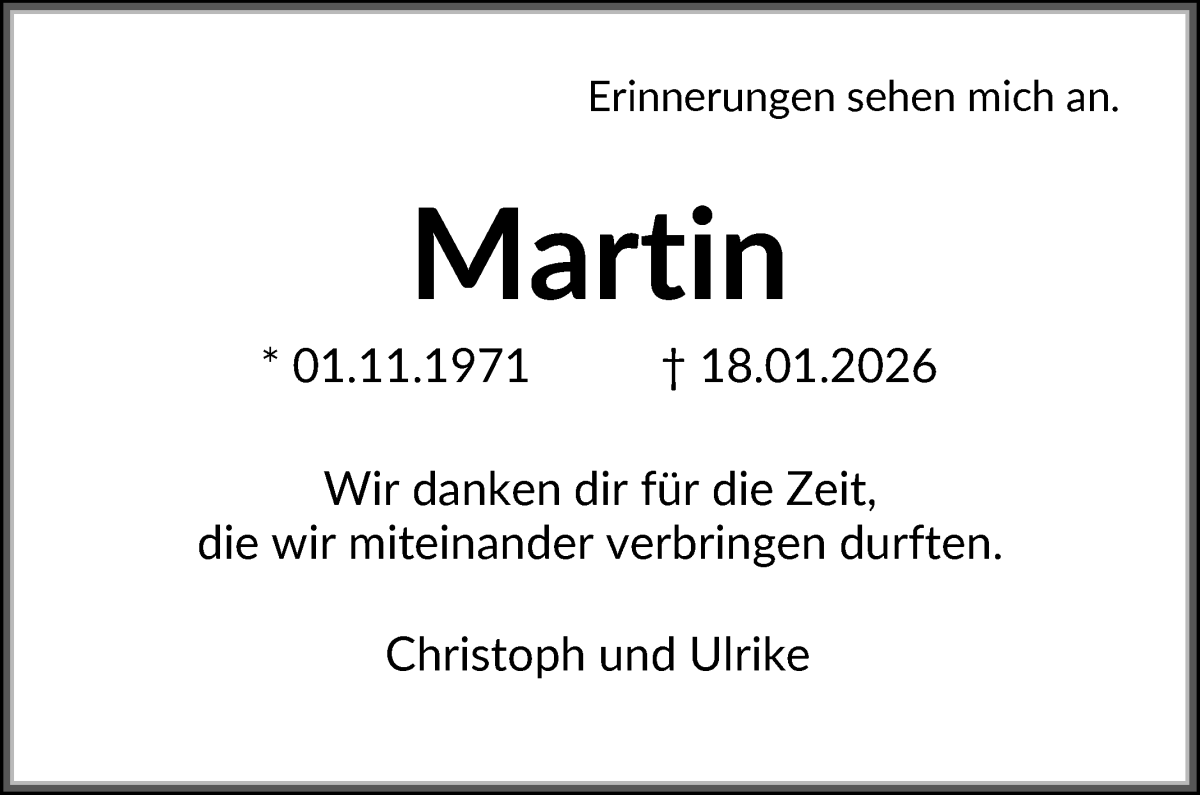 Traueranzeige von Martin Martin von WESER-KURIER