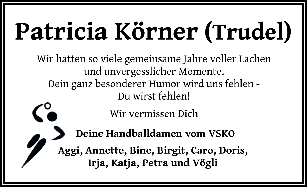 Traueranzeige von Patricia Körner von WESER-KURIER