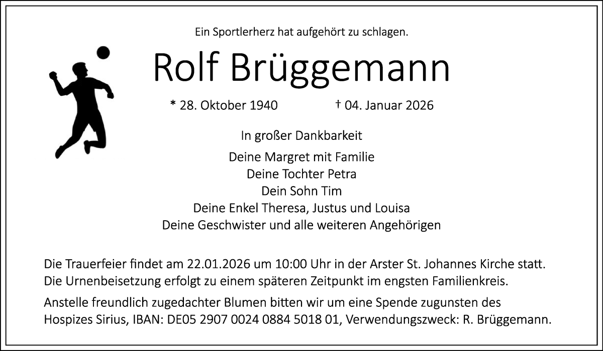 Traueranzeige von Rolf Brüggemann von WESER-KURIER