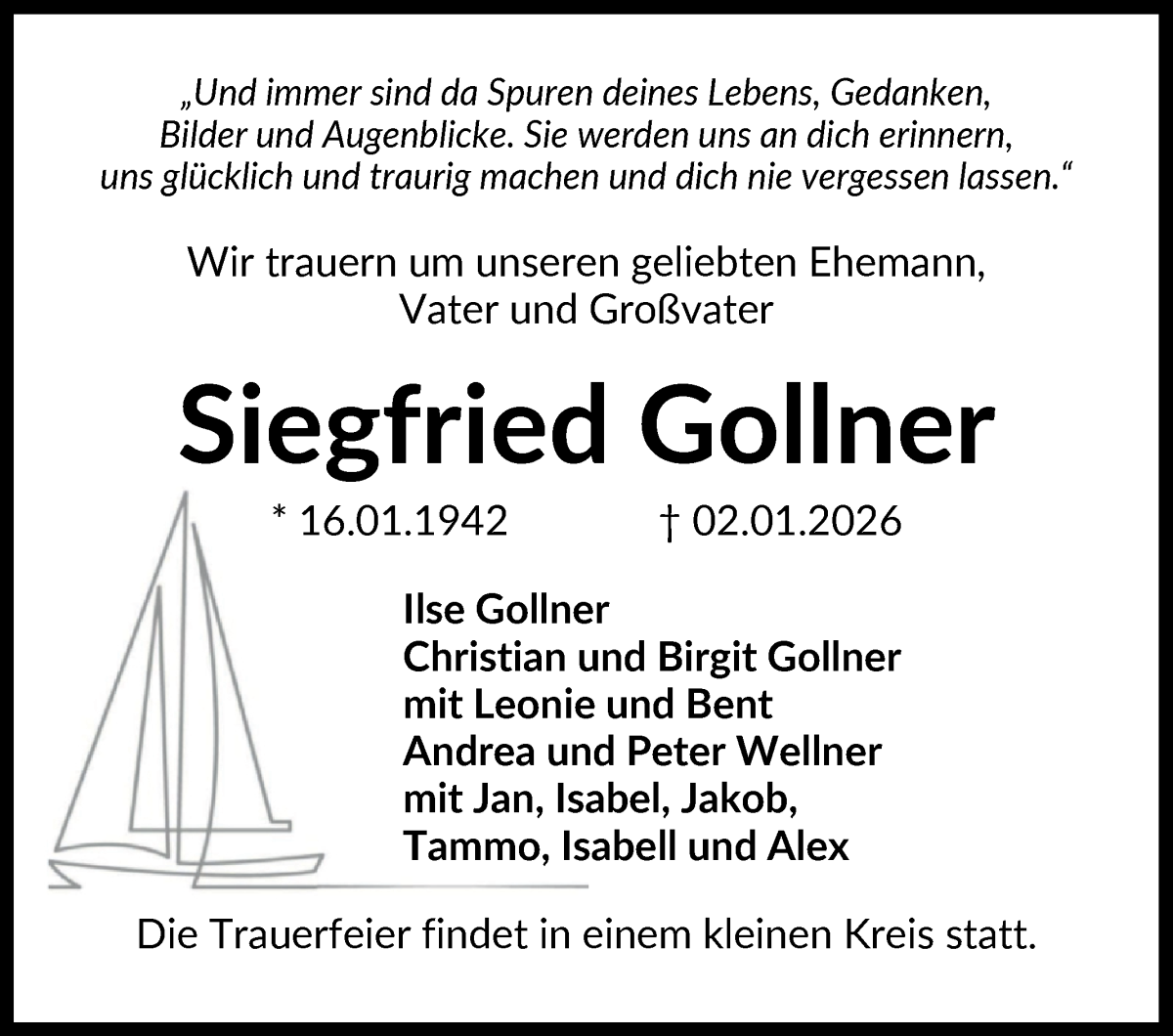 Traueranzeige von Siegfried Gollner von WESER-KURIER