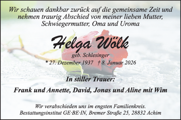 Traueranzeige von Unbekannt Unbekannt von WESER-KURIER