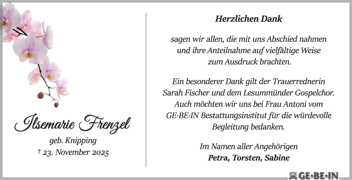 Traueranzeige von Unbekannt Unbekannt von WESER-KURIER