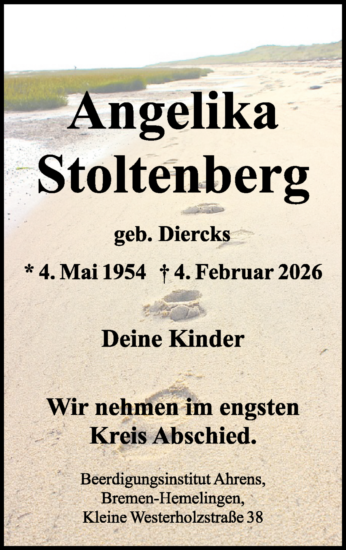 Traueranzeige von Angelika Stoltenberg von WESER-KURIER