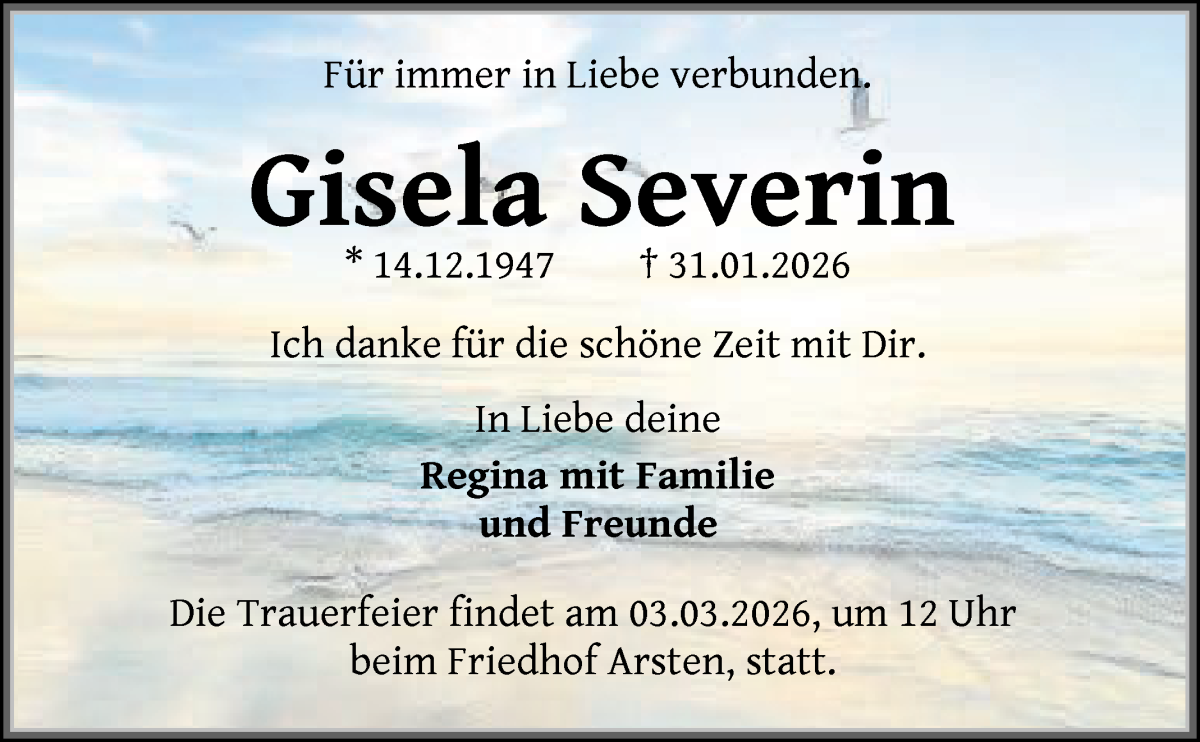 Traueranzeige von Gisela Severin von WESER-KURIER