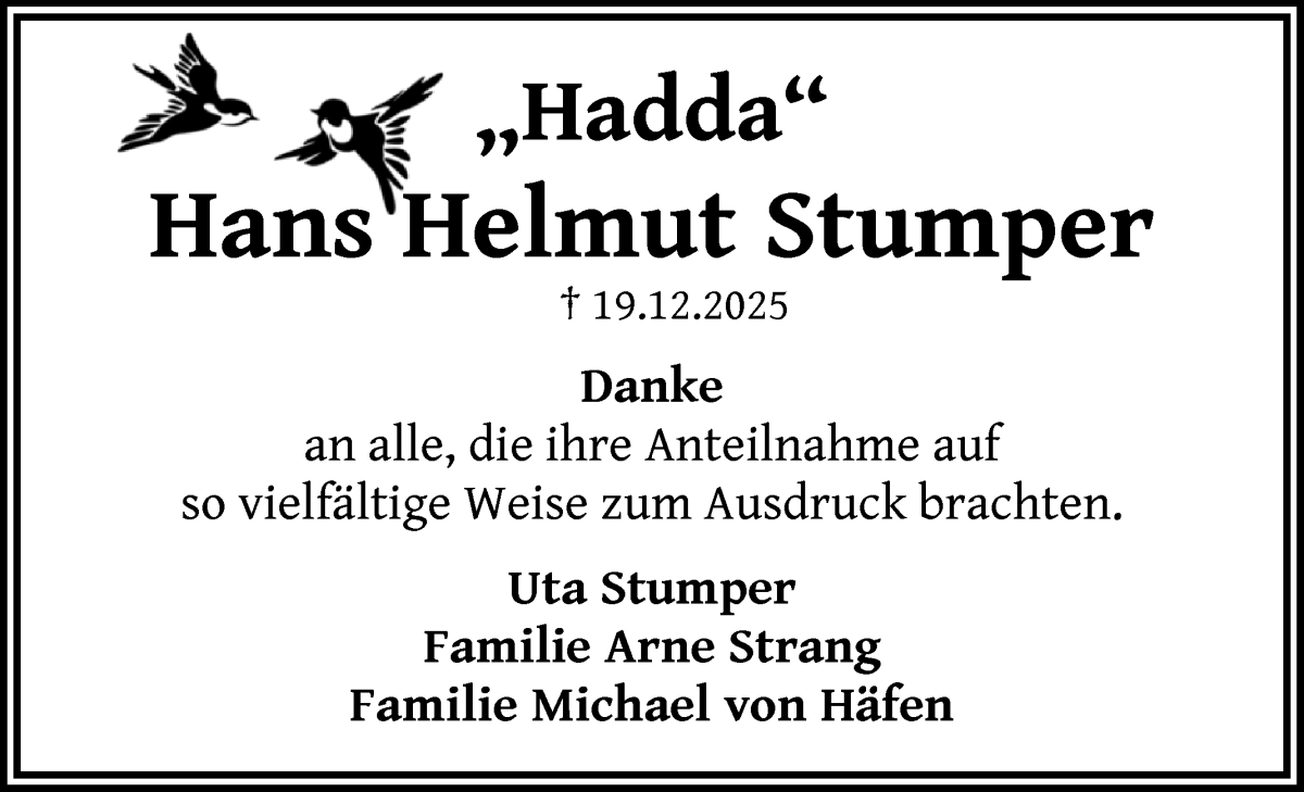 Traueranzeige von Hans Helmut Stumper von WESER-KURIER