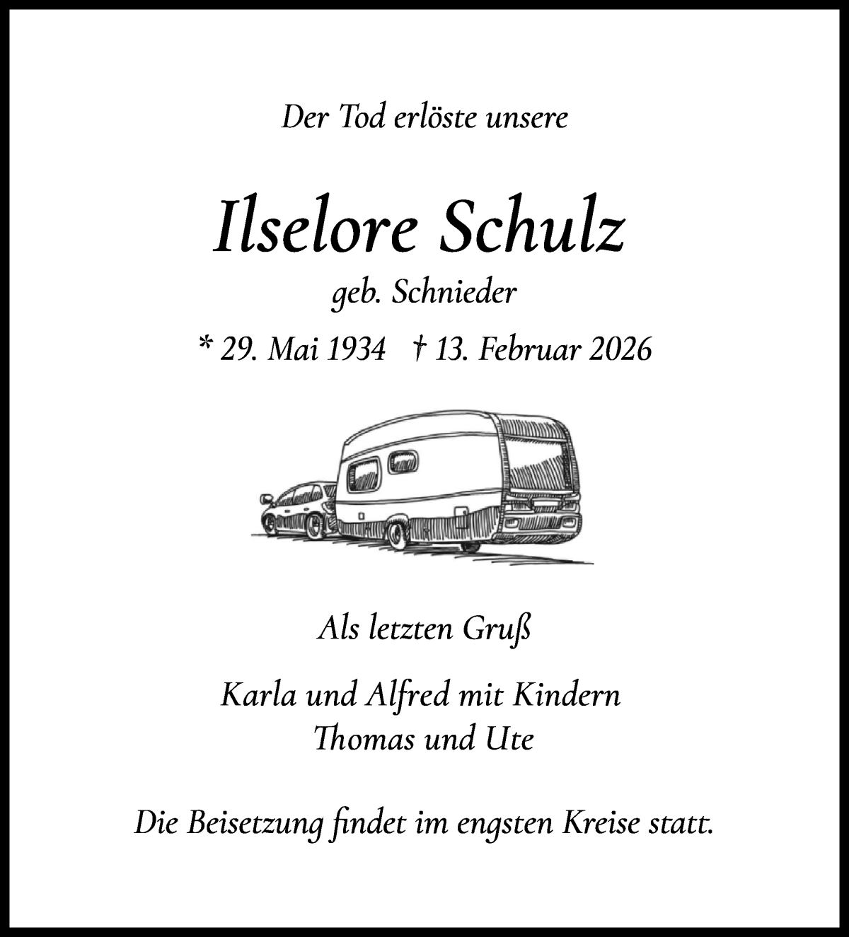 Traueranzeige von Ilselore Schulz von WESER-KURIER