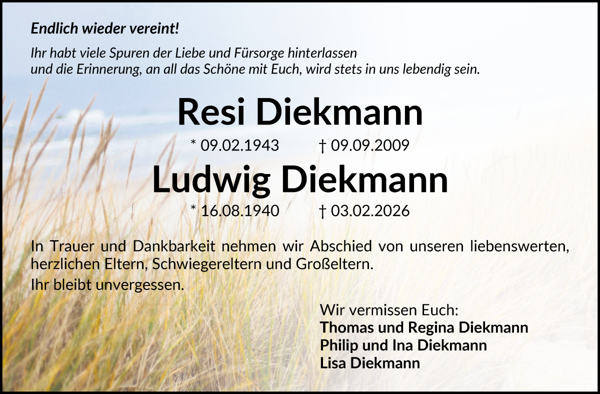 Traueranzeige von Ludwig Diekmann von WESER-KURIER