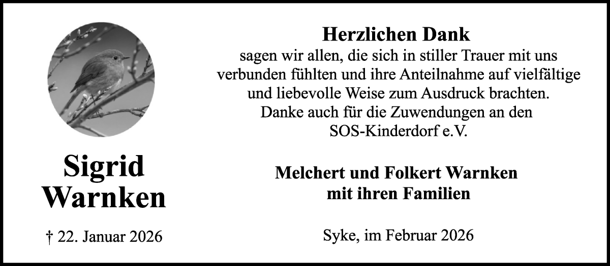 Traueranzeige von Melchert Warnken von WESER-KURIER