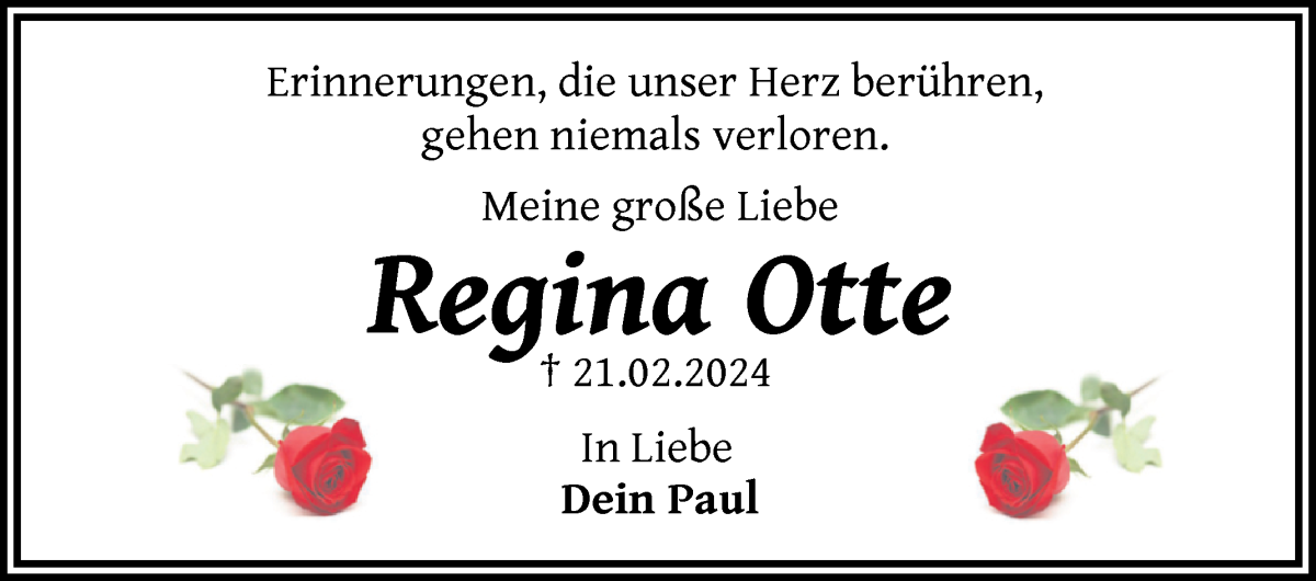 Traueranzeige von Regina Otte von WESER-KURIER
