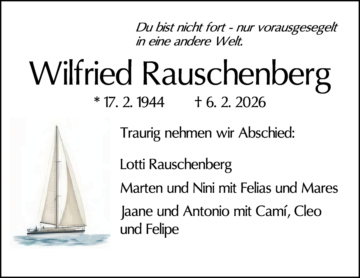 Traueranzeige von Wilfried Rauschenberg von WESER-KURIER