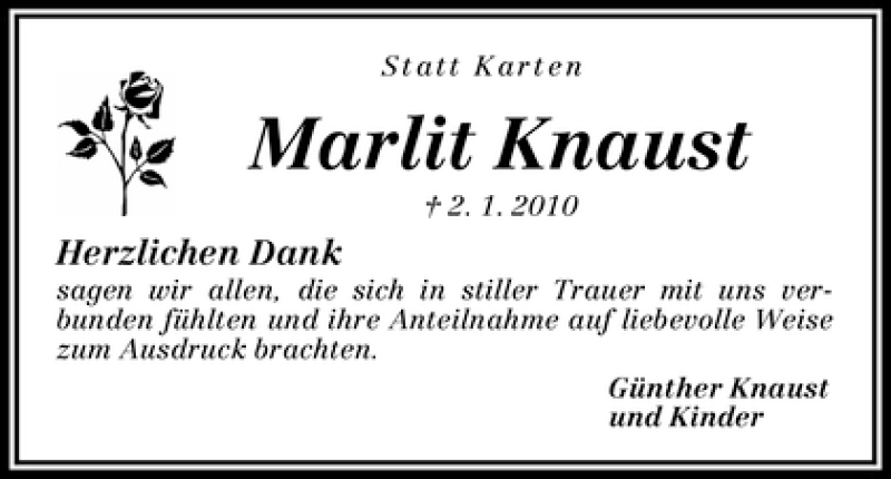 Traueranzeige von Marlit Knaust von WESER-KURIER