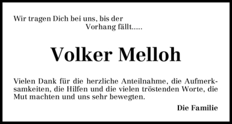  Traueranzeige für Volker Melloh vom 20.02.2010 aus WESER-KURIER