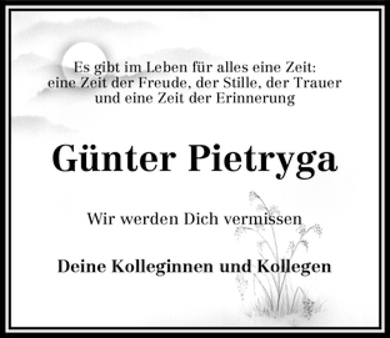 Traueranzeige von Günter Pietryga von WESER-KURIER