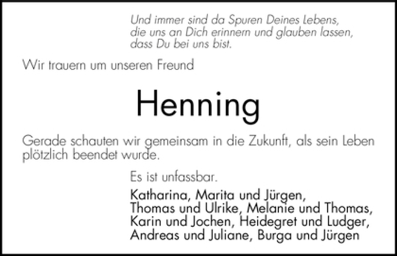  Traueranzeige für Henning Schmidt vom 06.03.2010 aus WESER-KURIER