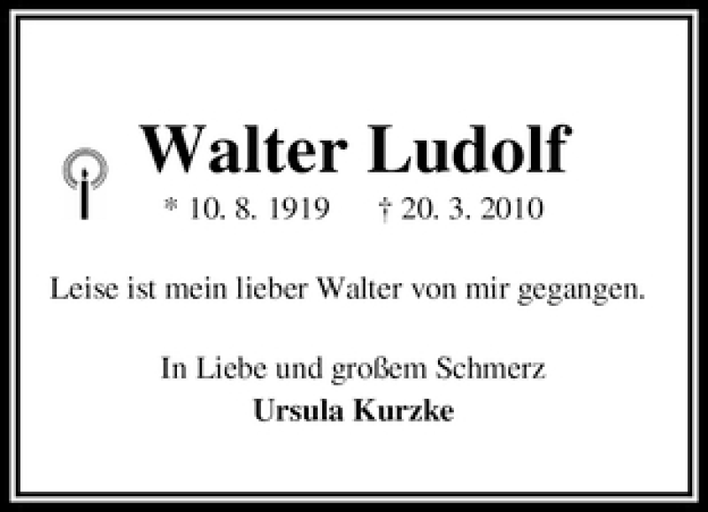 Traueranzeige von Walter Ludolf von WESER-KURIER