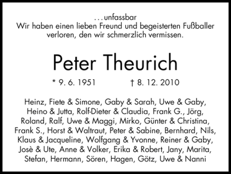 Traueranzeige von Peter Theurich von WESER-KURIER