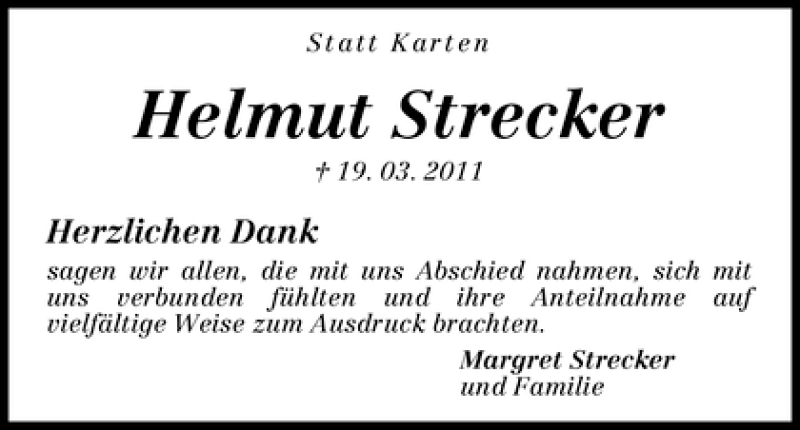 Traueranzeige von Helmut Strecker von WESER-KURIER