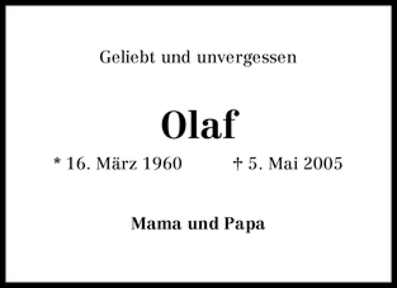  Traueranzeige für Olaf Mochel vom 05.05.2012 aus WESER-KURIER