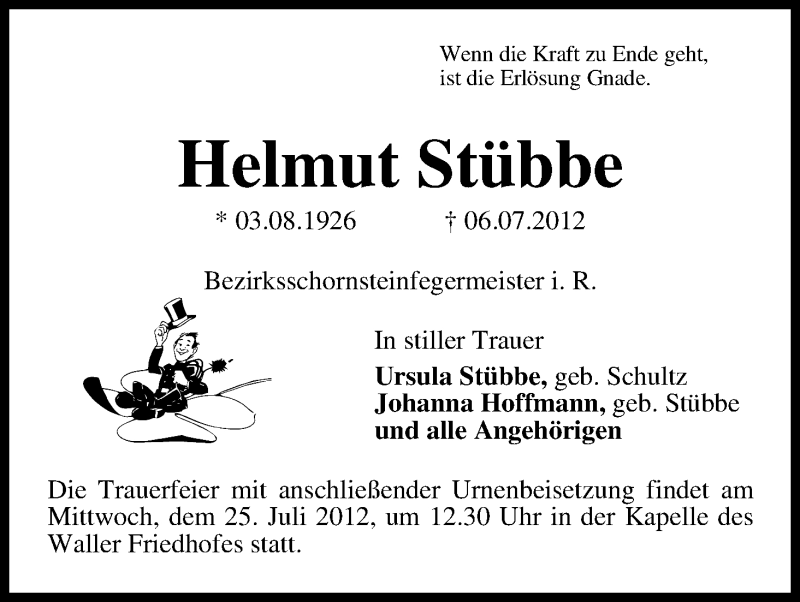 Traueranzeige von Helmut Stübbe von WESER-KURIER