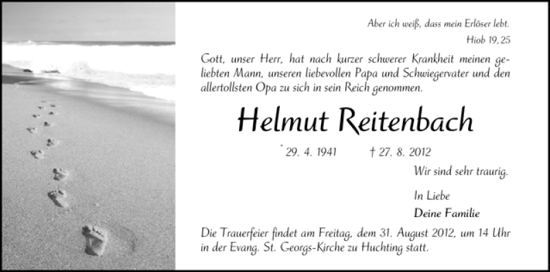 Traueranzeige von Helmut Reitenbach von WESER-KURIER
