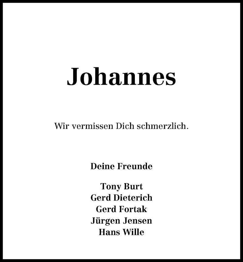  Traueranzeige für Johannes Büschel vom 13.04.2013 aus WESER-KURIER