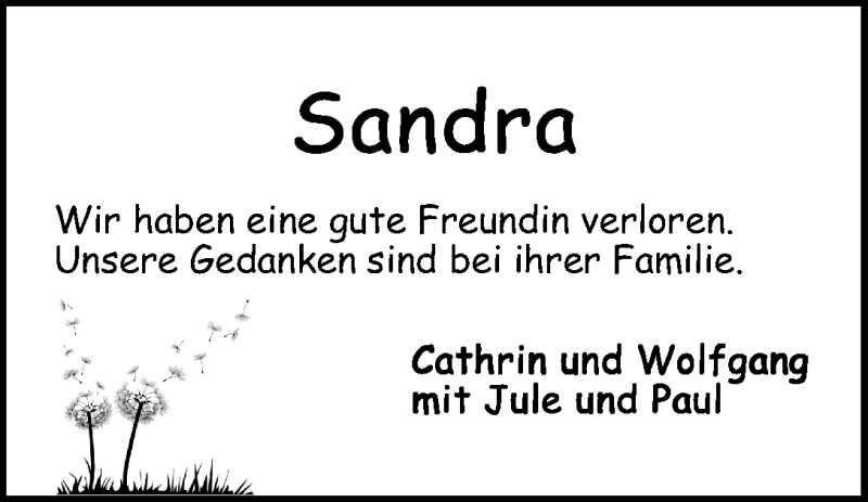  Traueranzeige für Sandra Stövesand vom 27.04.2013 aus WESER-KURIER