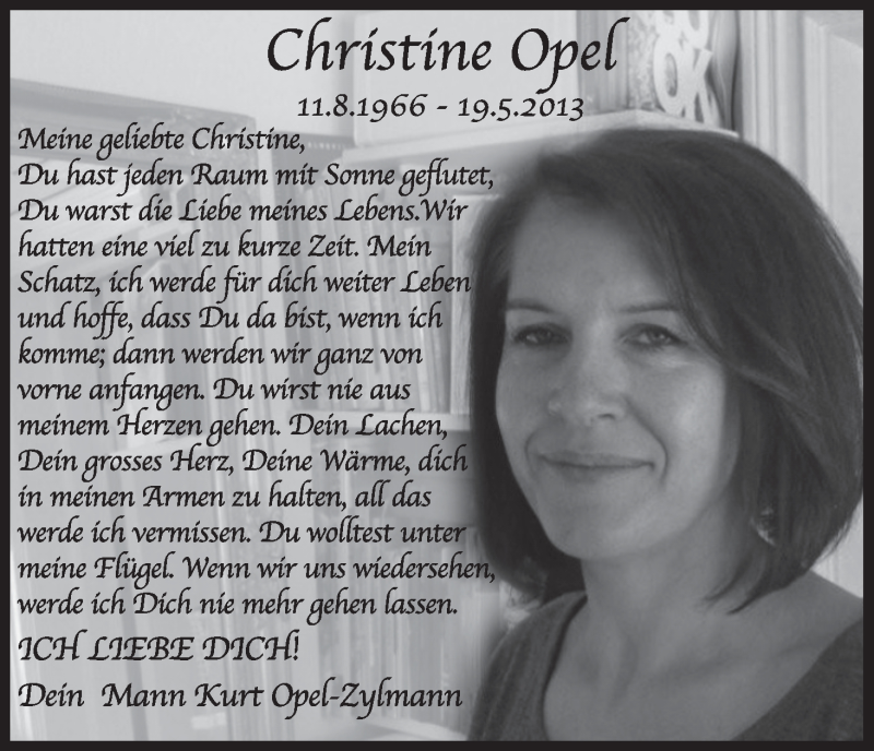 Traueranzeige von Christine Opel von WESER-KURIER