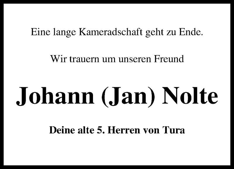 Traueranzeige von Johann Nolte von WESER-KURIER