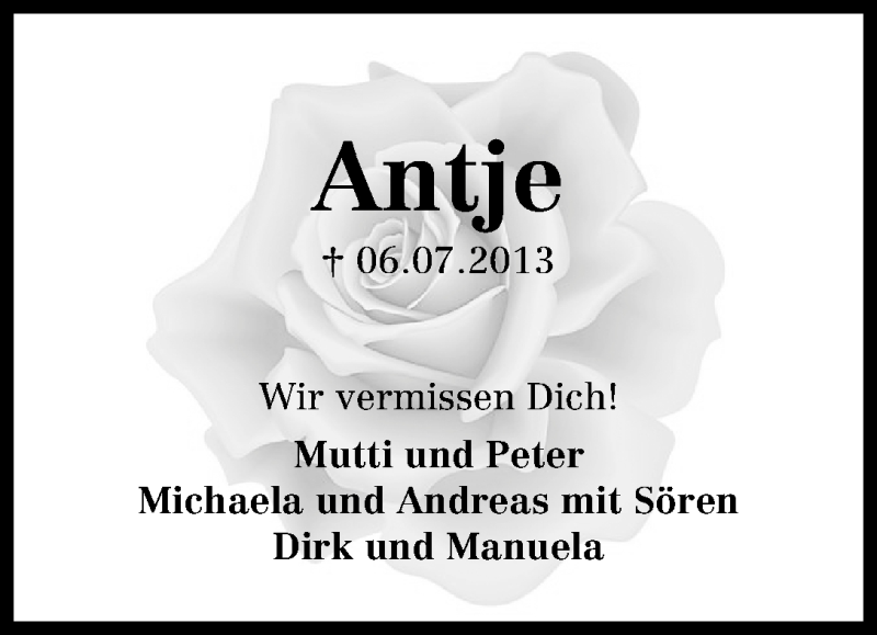 Traueranzeige von Antje Taghavi von WESER-KURIER