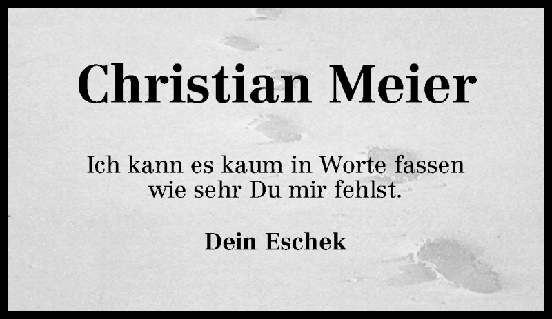  Traueranzeige für Christian Meier vom 13.08.2013 aus WESER-KURIER