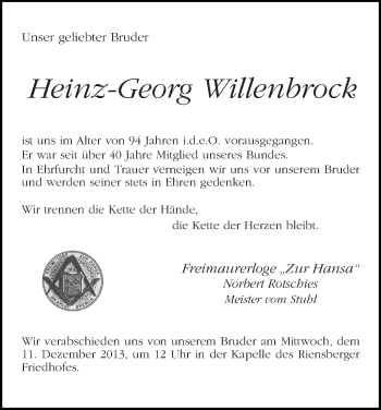 Traueranzeige von Heinz-Georg Willenbrock