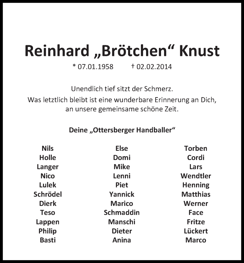 Traueranzeige von Reinhard Knust von WESER-KURIER