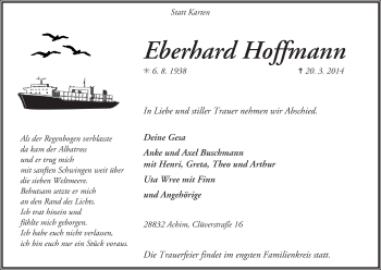 Traueranzeige von Eberhard Hoffmann