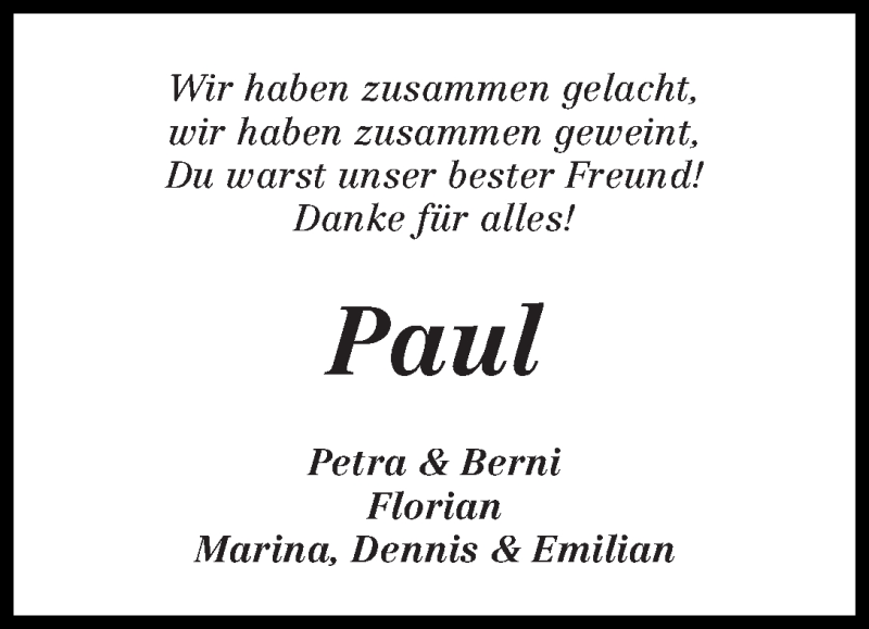  Traueranzeige für Paul Rodig vom 28.03.2014 aus Wuemme Zeitung