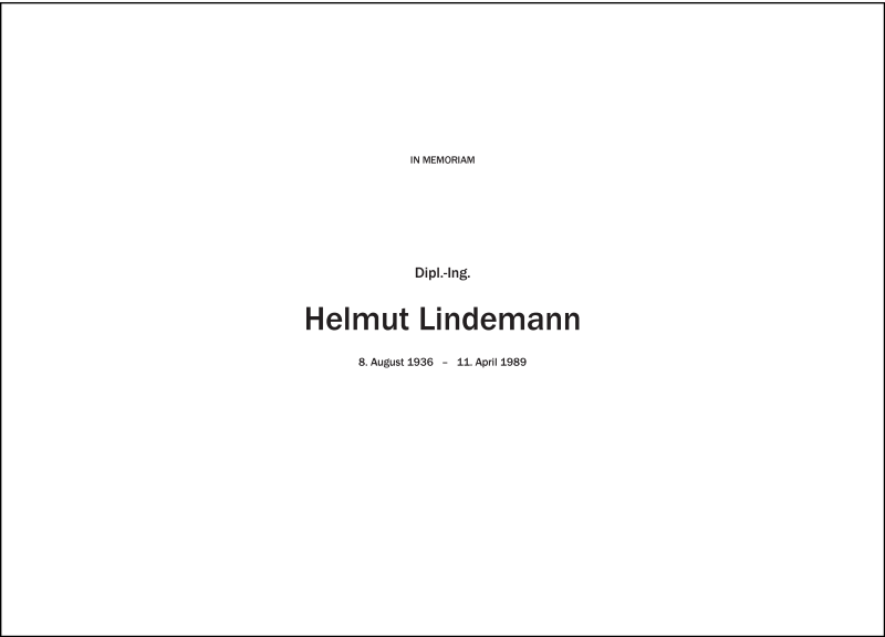 Traueranzeige von Helmut Lindemann von Wuemme Zeitung