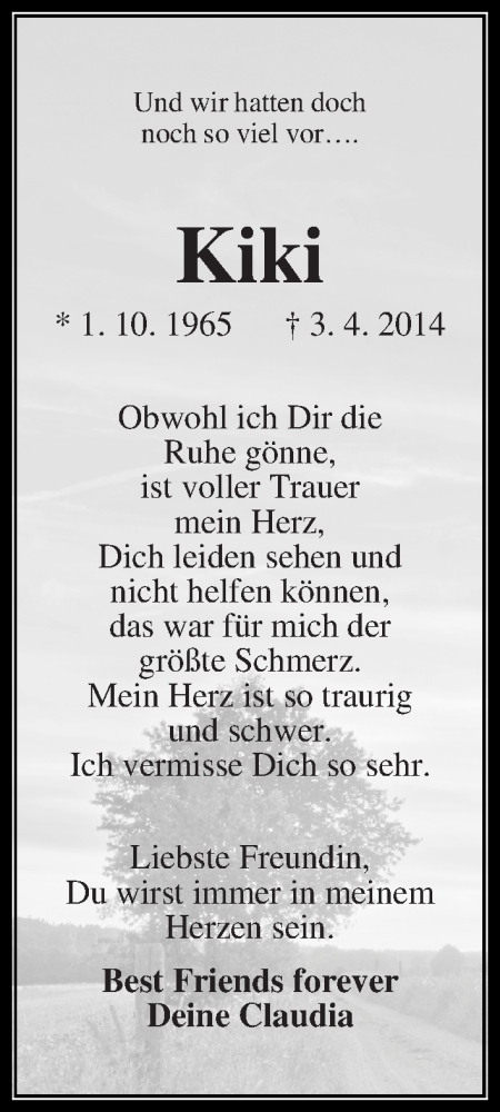 Traueranzeige von Kirsten Lehmensieck von WESER-KURIER