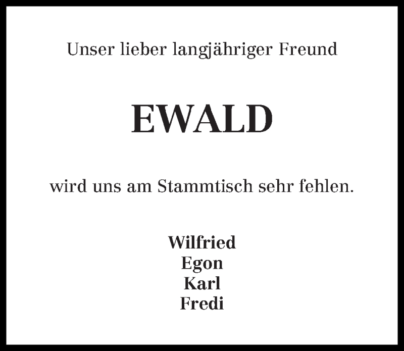 Traueranzeige von Ewald  von WESER-KURIER