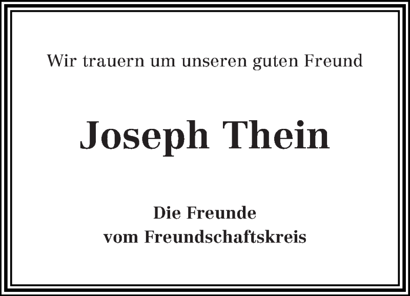 Traueranzeige von Joseph Thein von WESER-KURIER