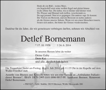 Traueranzeige von Detlef Bornemann